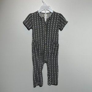 Kate Quinn | short sleeve pocket jumpsuit | black rope | bamboo | 6-12m